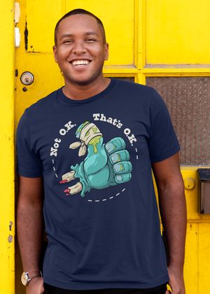 A model wearing the Not Okay That's Okay design